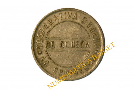 COOP.  OBRERA DE CONSUM - 1933 - LA RUBINECA. Rubí (Barcelona). 1 pesseta