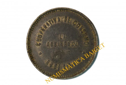 COOP. CONSUMO RUBINENSE, 1945. Rubí (Barcelona). 2 Pesetas