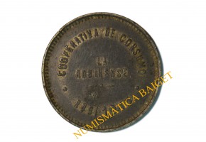 COOP. CONSUMO RUBINENSE, 1945. Rubí (Barcelona). 2 Pesetas