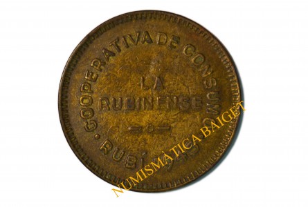 COOP. CONSUMO RUBINENSE, 1945. Rubí (Barcelona). 25 Pesetas