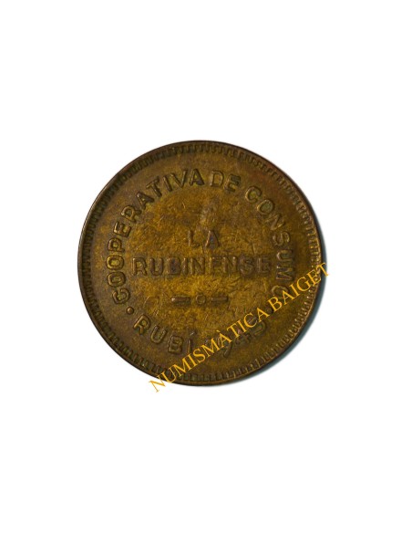COOP. CONSUMO RUBINENSE, 1945. Rubí (Barcelona). 25 Pesetas