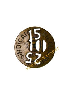 SINDICATO AGRICOLA - ARGENTONA (Barcelona). 5 Pesetas, con 3 taladros (10-15-25)