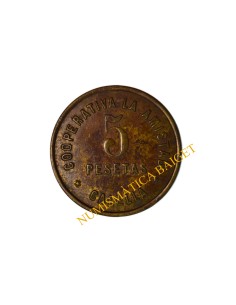 COOPERATIVA LA AMISTAD, CALELLA  (Barcelona). 5 Pesetas