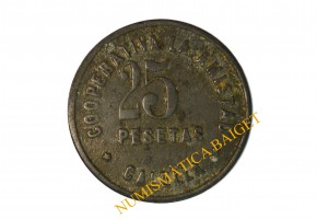 COOPERATIVA LA AMISTAD, CALELLA  (Barcelona). 25 Pesetas