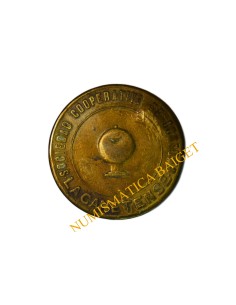 SOCIEDAD COOPERATIVA DE CONSUMO LA CANETENSE, Canet de Mar  (Barcelona). 10 Céntimos. Contramarca 1951