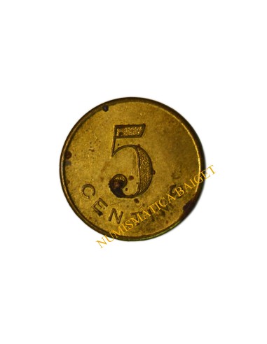 COOPERATIVA LA UNIO, Canet de Mar  (Barcelona). 5 Cèntims