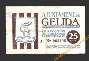 GELIDA (Tarragona), 25 centims, 12 de març del 1937