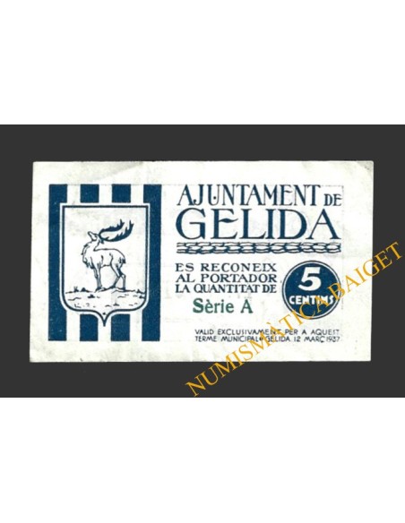 GELIDA (Tarragona), 5 centims, 12 de març del 1937