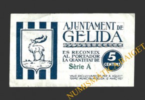 GELIDA (Tarragona), 5 centims, 12 de març del 1937