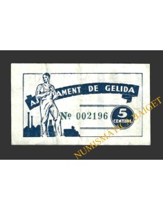GELIDA (Tarragona), 5 centims, 12 de març del 1937 2