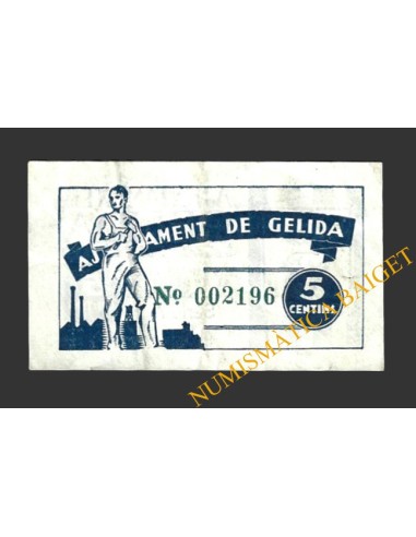 GELIDA (Tarragona), 5 centims, 12 de març del 1937