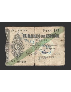 II REPÚBLICA GIJÓN, 10 PESETAS 1936