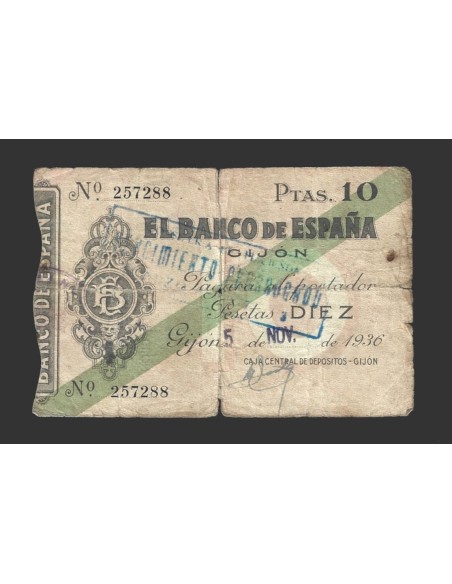 II REPÚBLICA GIJÓN, 10 PESETAS 1936