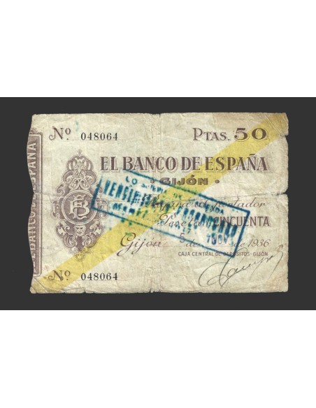 II REPÚBLICA GIJÓN 50 PESETAS 1936