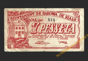BARONIA DE RIALB, 1 PESSETA 1937