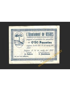 BEGUES (Barcelona), 0,50 pessetes  1937. 1ª emisión