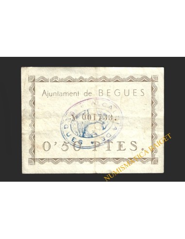 BEGUES (Barcelona), 0,50 pessetes  1937. 1ª emisión