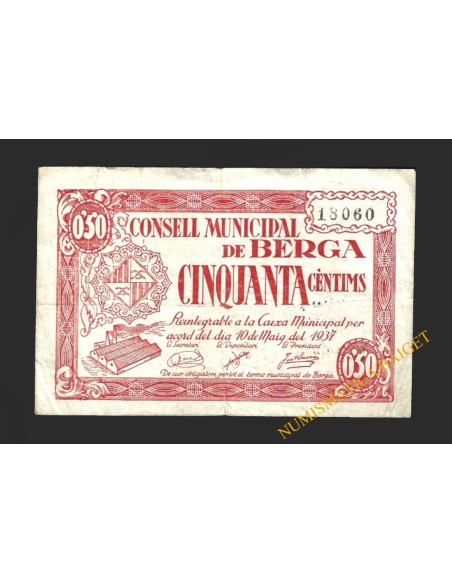 BERGA (Barcelona), 50 centims, 10  mayo 1937