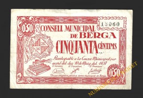 BERGA (Barcelona), 50 centims, 10  mayo 1937