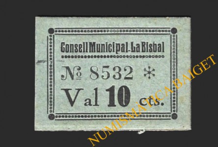 BISBAL D'EMPORDÀ, LA (Girona), 10 centims, septembre del 1937