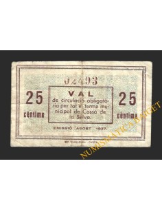 CASSA DE LA SELVA, (Girona), 25 centims, 17 d'agost del 1937 2