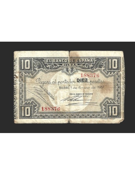 II REPÚBLICA BILBAO 10 PESETAS 1937
