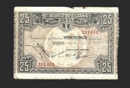 II REPÚBLICA BILBAO  25 PESETAS 1937