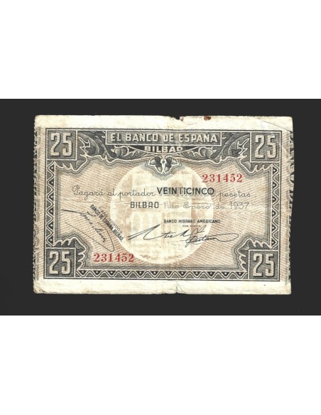 II REPÚBLICA BILBAO  25 PESETAS 1937