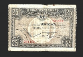 II REPÚBLICA BILBAO  25 PESETAS 1937