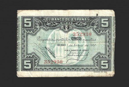 II REPÚBLICA BILBAO 5 PESETAS 1937