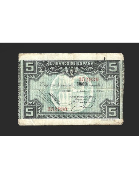 II REPÚBLICA BILBAO 5 PESETAS 1937