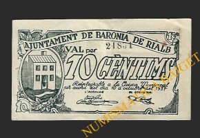 BARONIA DE RIALB (Lleida), 10 cèntims 10 d'octubre 1937