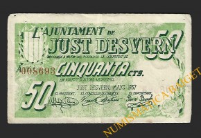 JUST DESVERN (Barcelona), 50 cèntims maig del 1937