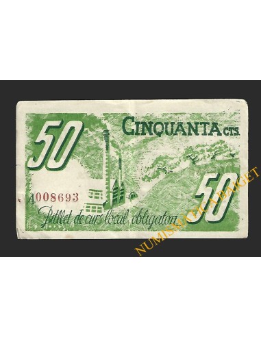 JUST DESVERN (Barcelona), 50 cèntims maig del 1937