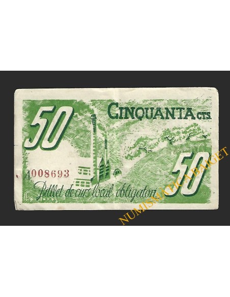 JUST DESVERN (Barcelona), 50 cèntims maig del 1937