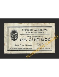ALBALATE LUCHADOR (Teruel) 25 céntimos 15 de junio de 1937