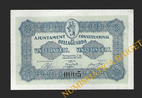 BELLAGUARDA (Lleida), 25 cèntims  3 de desembre de 1937.