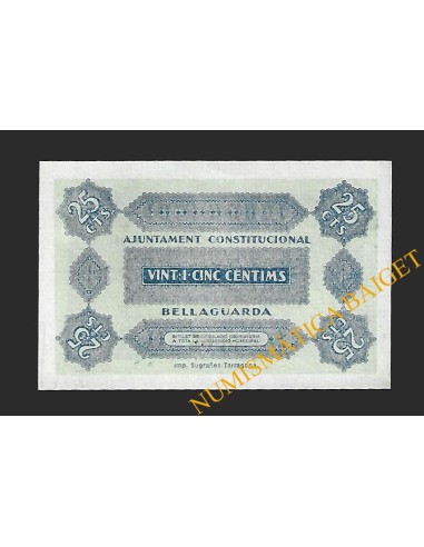 BELLAGUARDA (Lleida), 25 cèntims  3 de desembre de 1937.