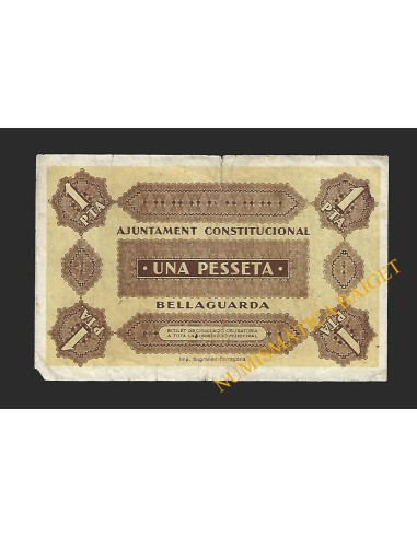 BELLAGUARDA (Lleida), 1 pesseta  3 de desembre de 1937.