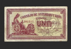 II REPÚBLICA ASTURIAS Y LEÓN 1 PESETA 1936