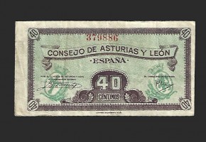 II REPÚBLICA ASTURIAS Y LEÓN 40 CENTIMOS 1936
