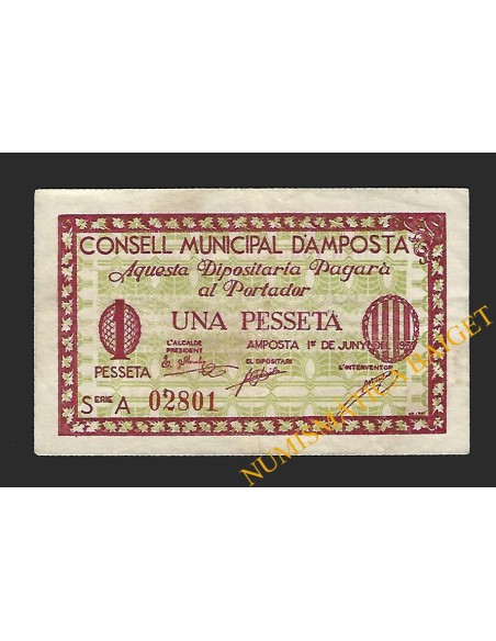 AMPOSTA (Tarragona), 1 Pesseta 01-06-1937