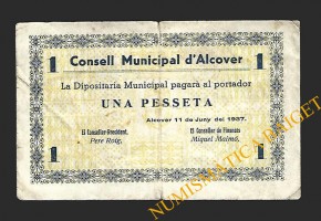 ALCOVER (Tarragona), 1 Pesseta 11-06-1937