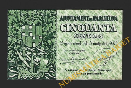 BARCELONA, 50  cèntims 1937, 13-05-1937