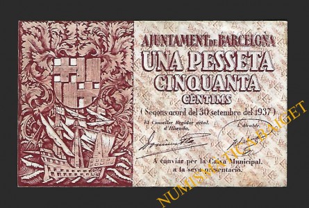 BARCELONA, 1'50 pessetes 30-09-1937