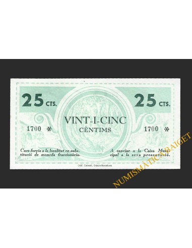 COLLBATO (Barcelona), 25 centims, maig del 1937