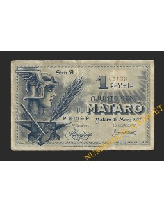 MATARO (Barcelona), 1 pesseta, 16 de març del 1937 (2ª emissió)