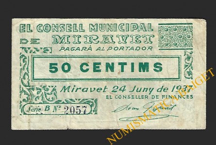 MIRAVET (Tarragona), 50 centims, 24 de juny del 1937 