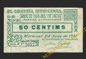 MIRAVET (Tarragona), 50 centims, 24 de juny del 1937 