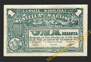 MONTELLA I MARTINET(Barcelona), 1 pesseta, 20 d'abril del 1937 